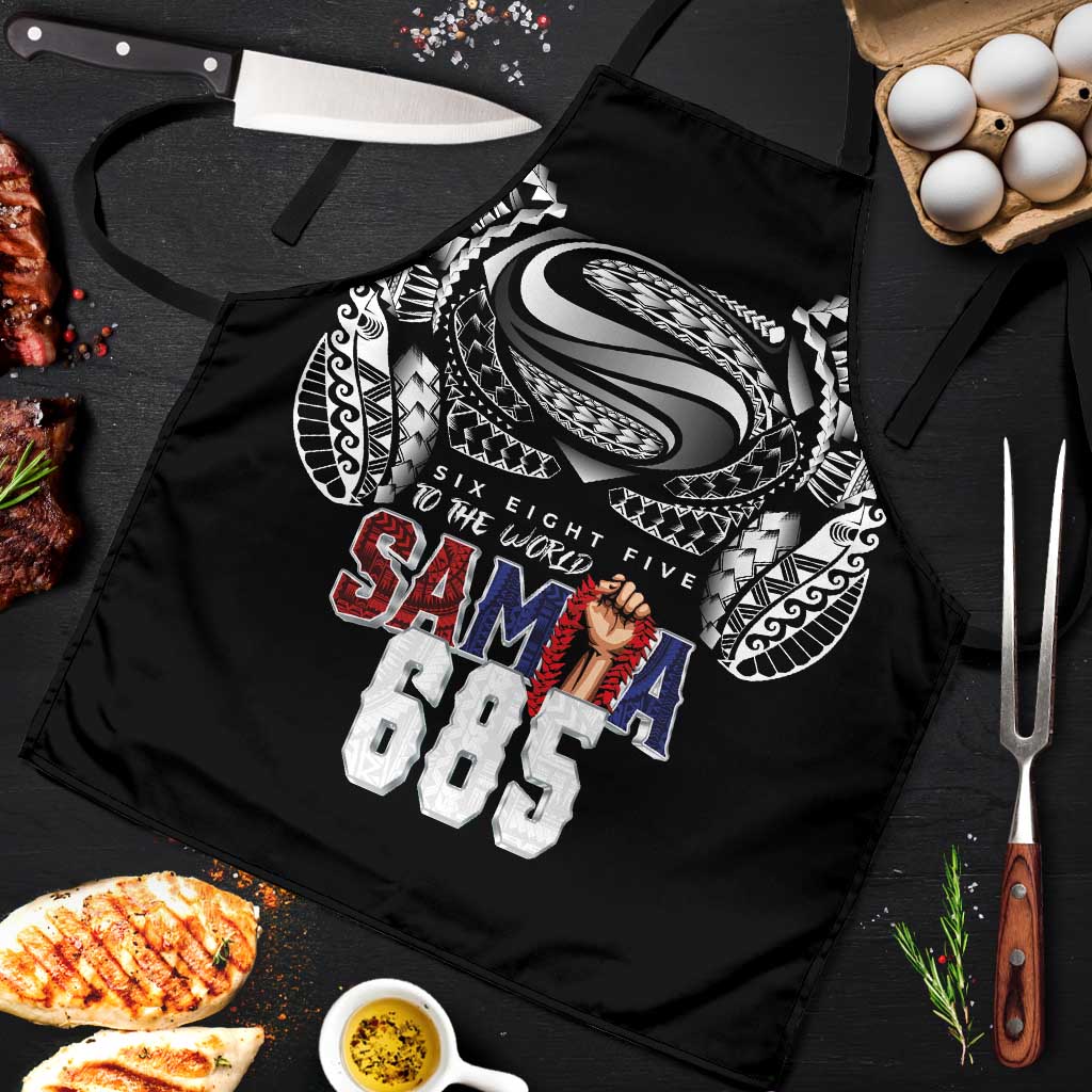 Super Samoa-Six Eight Five to The World Apron Traditional Samoan Tattoo Black Color LT03 Black - Polynesian Pride