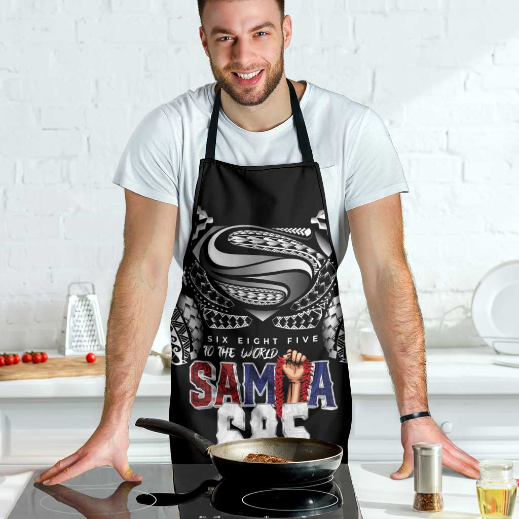 Super Samoa-Six Eight Five to The World Apron Traditional Samoan Tattoo Black Color LT03 - Polynesian Pride