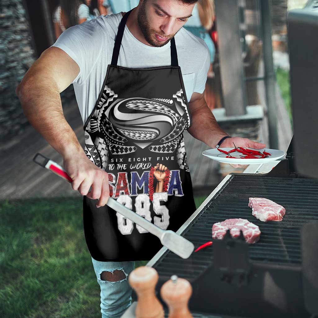 Super Samoa-Six Eight Five to The World Apron Traditional Samoan Tattoo Black Color LT03 - Polynesian Pride