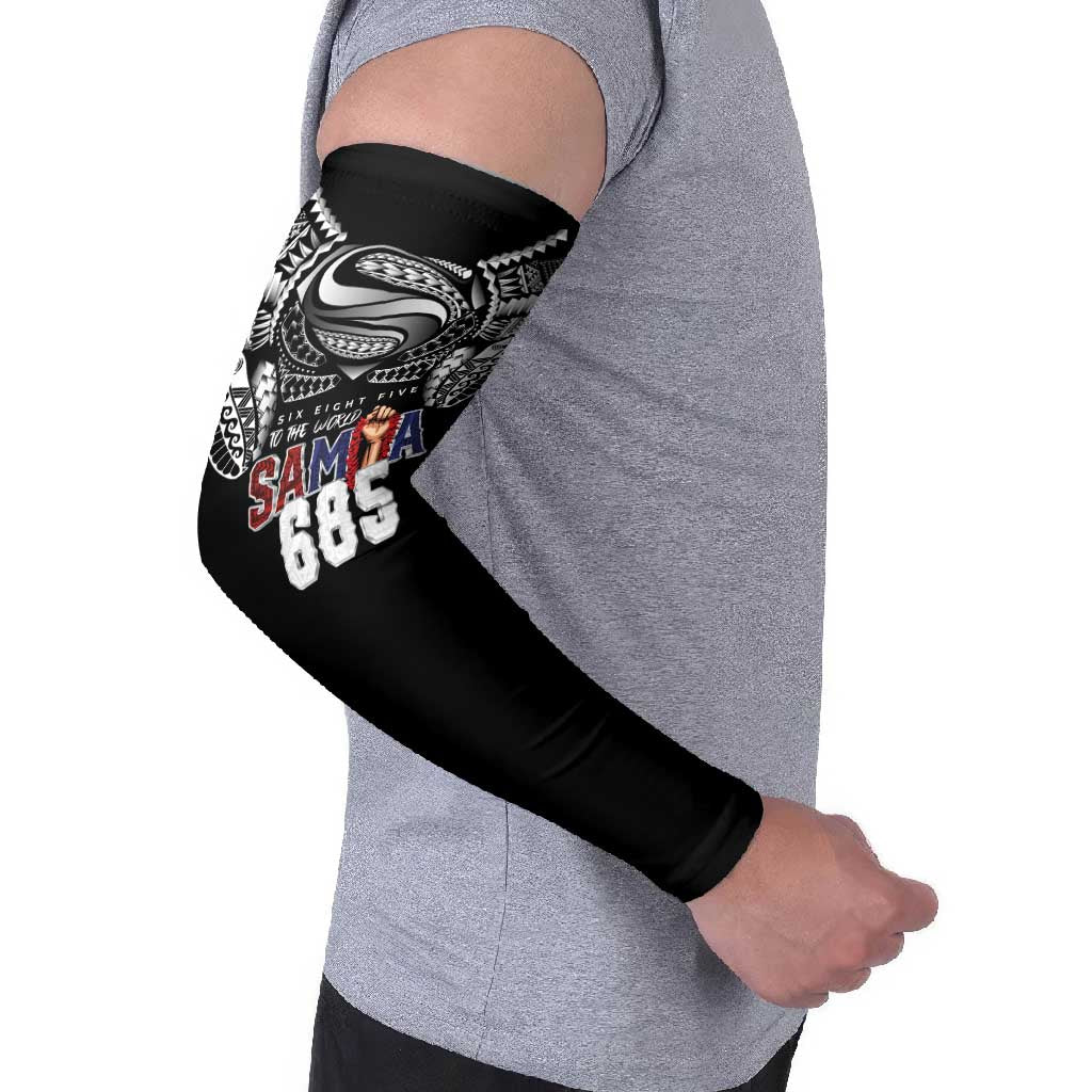 Super Samoa-Six Eight Five to The World Arm Sleeves Traditional Samoan Tattoo Black Color LT03 - Polynesian Pride
