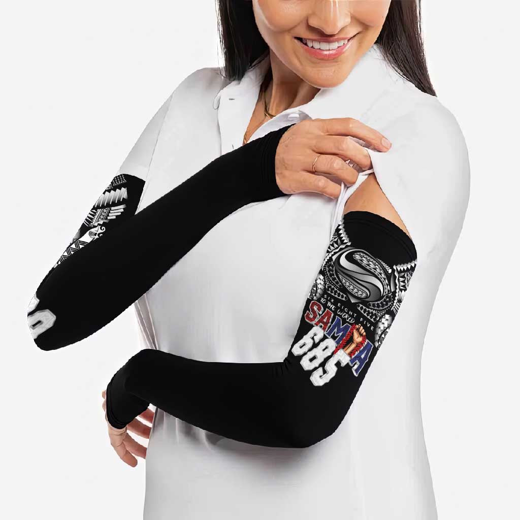 Super Samoa-Six Eight Five to The World Arm Sleeves Traditional Samoan Tattoo Black Color LT03 - Polynesian Pride