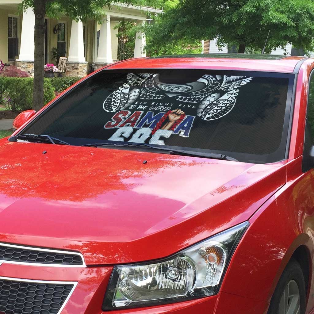 Super Samoa-Six Eight Five to The World Auto Sun Shade Traditional Samoan Tattoo Black Color LT03 - Polynesian Pride