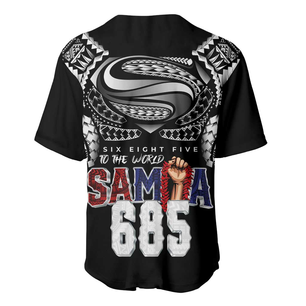 Super Samoa-Six Eight Five to The World Baseball Jersey Traditional Samoan Tattoo Black Color LT03 - Polynesian Pride
