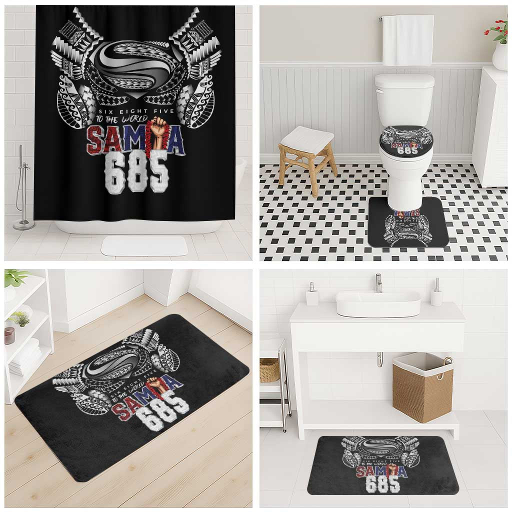 Super Samoa-Six Eight Five to The World Bathroom Set Traditional Samoan Tattoo Black Color LT03 - Polynesian Pride