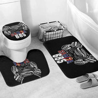 Super Samoa-Six Eight Five to The World Bathroom Set Traditional Samoan Tattoo Black Color LT03 Mat Set Only (3 pcs) One Size Black - Polynesian Pride