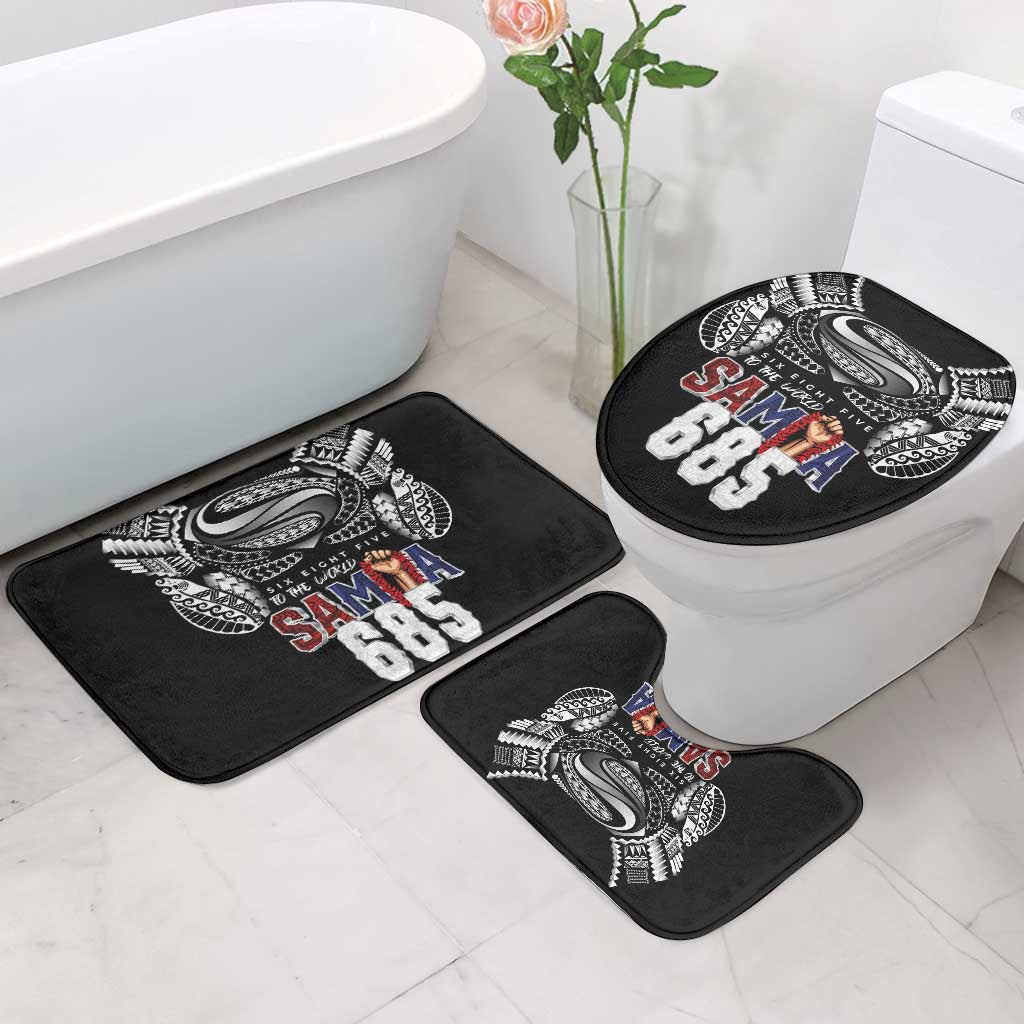 Super Samoa-Six Eight Five to The World Bathroom Set Traditional Samoan Tattoo Black Color LT03 - Polynesian Pride