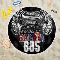 Super Samoa-Six Eight Five to The World Beach Blanket Traditional Samoan Tattoo Black Color LT03 One Size 150cm Black - Polynesian Pride
