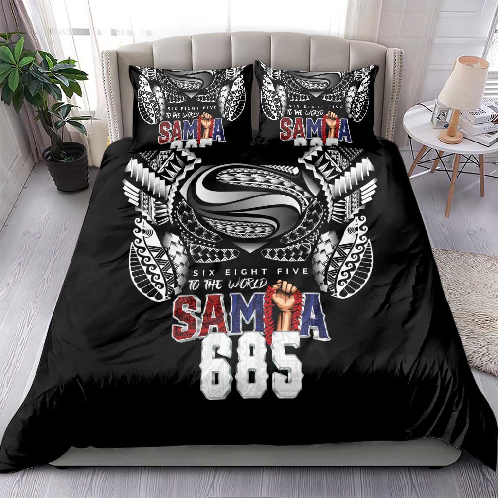 Super Samoa-Six Eight Five to The World Bedding Set Traditional Samoan Tattoo Black Color