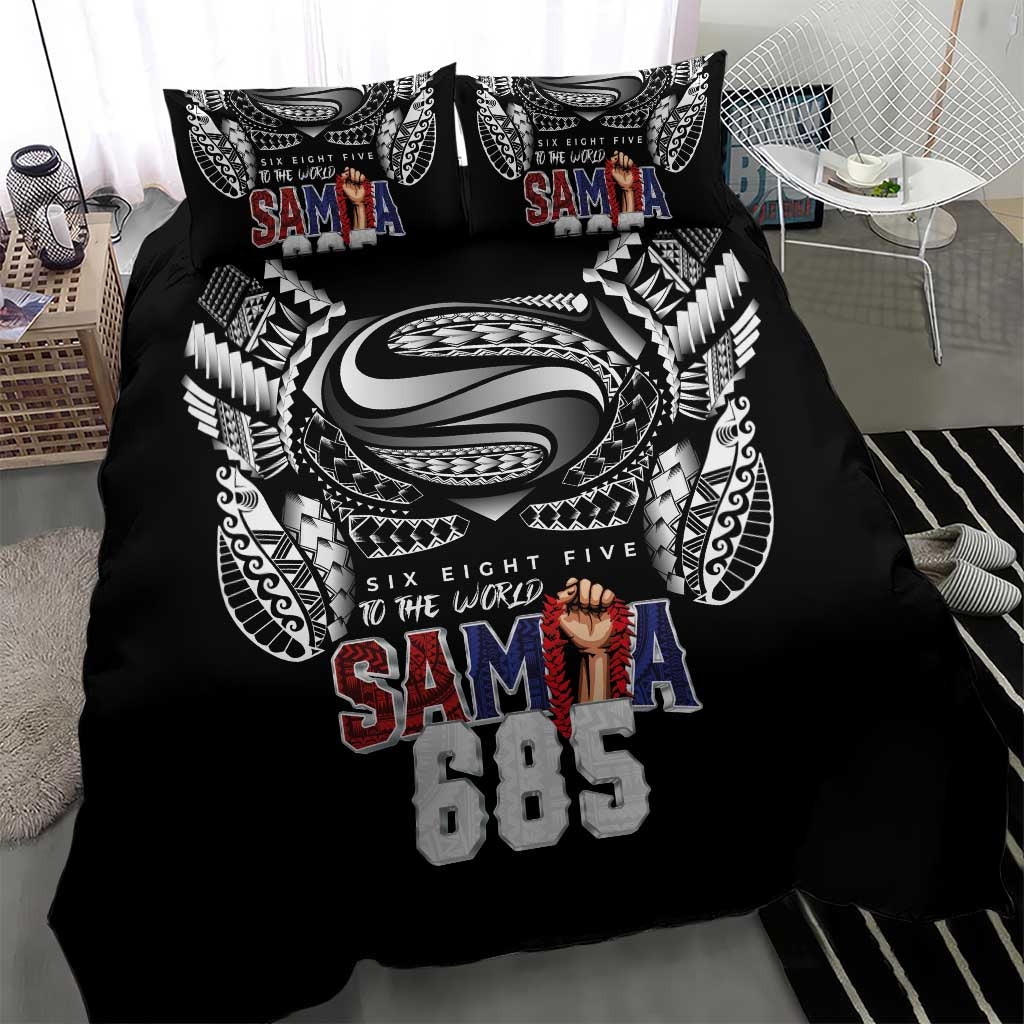 Super Samoa-Six Eight Five to The World Bedding Set Traditional Samoan Tattoo Black Color