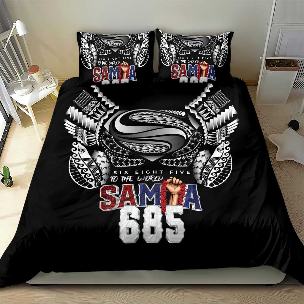 Super Samoa-Six Eight Five to The World Bedding Set Traditional Samoan Tattoo Black Color