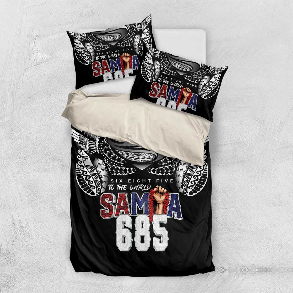 Super Samoa-Six Eight Five to The World Bedding Set Traditional Samoan Tattoo Black Color