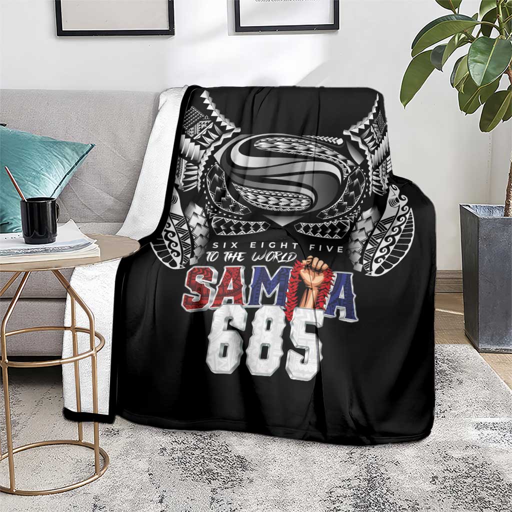 Super Samoa-Six Eight Five to The World Blanket Traditional Samoan Tattoo Black Color