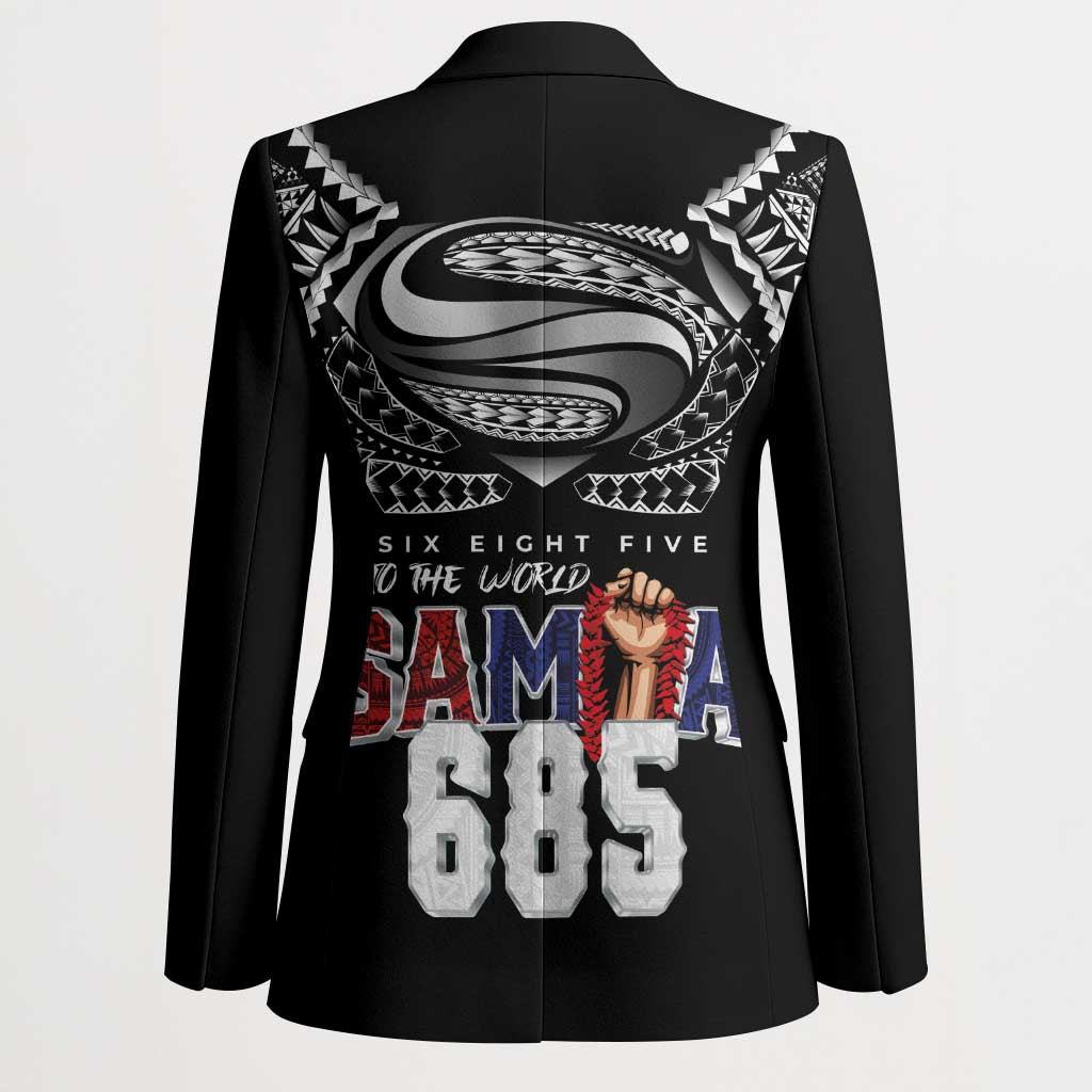 Super Samoa-Six Eight Five to The World Blazer Traditional Samoan Tattoo Black Color