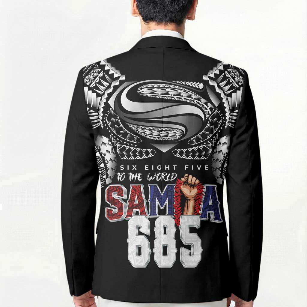 Super Samoa-Six Eight Five to The World Blazer Traditional Samoan Tattoo Black Color