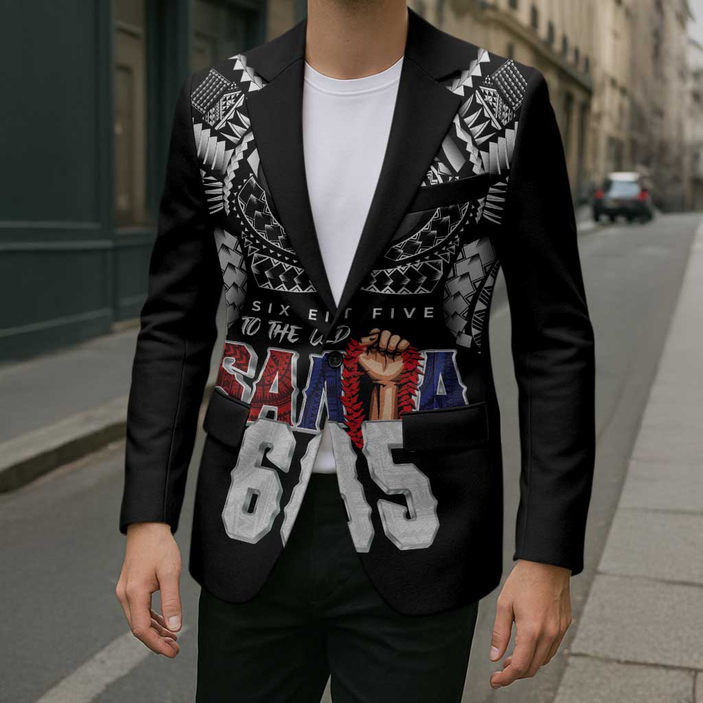 Super Samoa-Six Eight Five to The World Blazer Traditional Samoan Tattoo Black Color