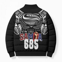 Super Samoa-Six Eight Five to The World Bomber Puffer Jacket Traditional Samoan Tattoo Black Color LT03 - Polynesian Pride