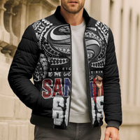 Super Samoa-Six Eight Five to The World Bomber Puffer Jacket Traditional Samoan Tattoo Black Color LT03 - Polynesian Pride