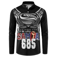 Super Samoa-Six Eight Five to The World Button Sweatshirt Traditional Samoan Tattoo Black Color LT03 Black - Polynesian Pride