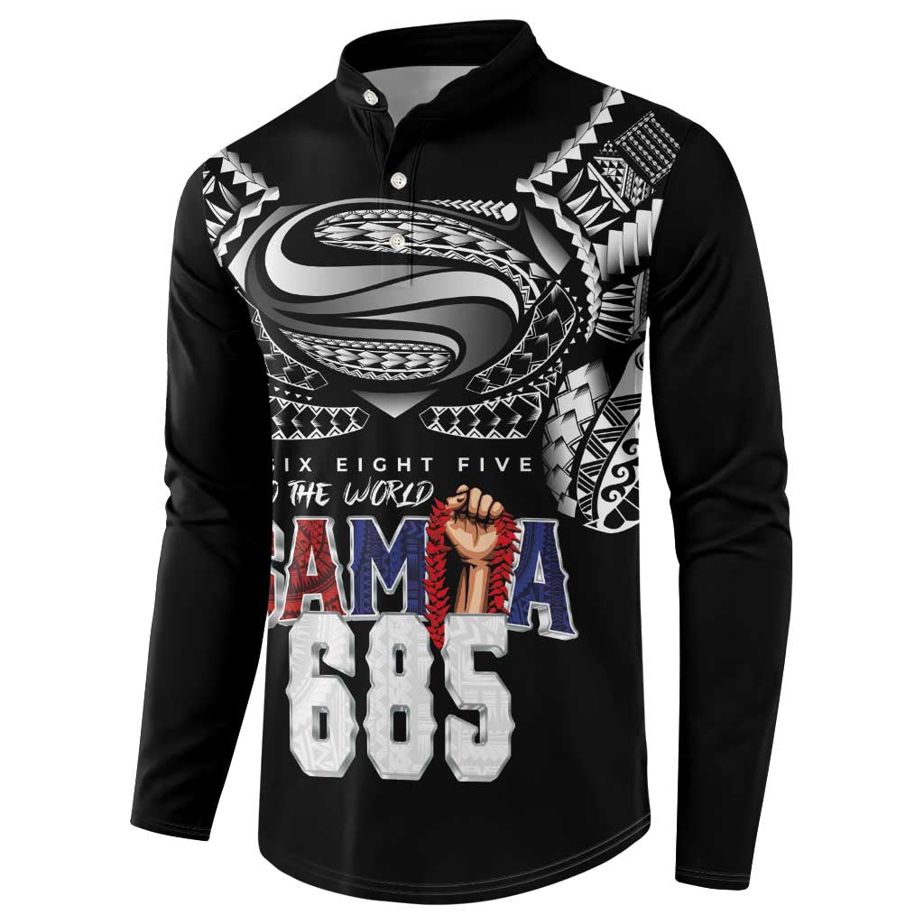 Super Samoa-Six Eight Five to The World Button Sweatshirt Traditional Samoan Tattoo Black Color LT03 - Polynesian Pride