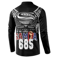 Super Samoa-Six Eight Five to The World Button Sweatshirt Traditional Samoan Tattoo Black Color LT03 - Polynesian Pride
