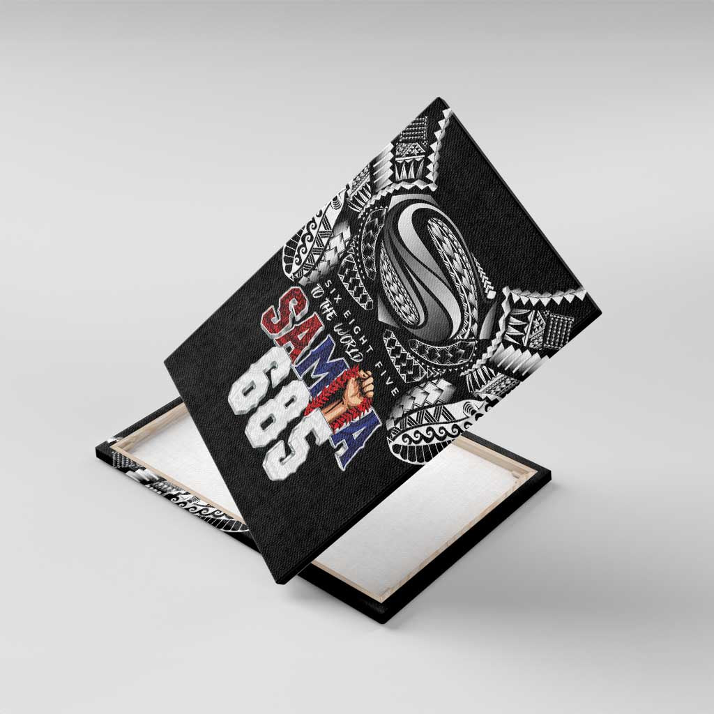 Super Samoa-Six Eight Five to The World Canvas Wall Art Traditional Samoan Tattoo Black Color LT03 With Frame Black - Polynesian Pride