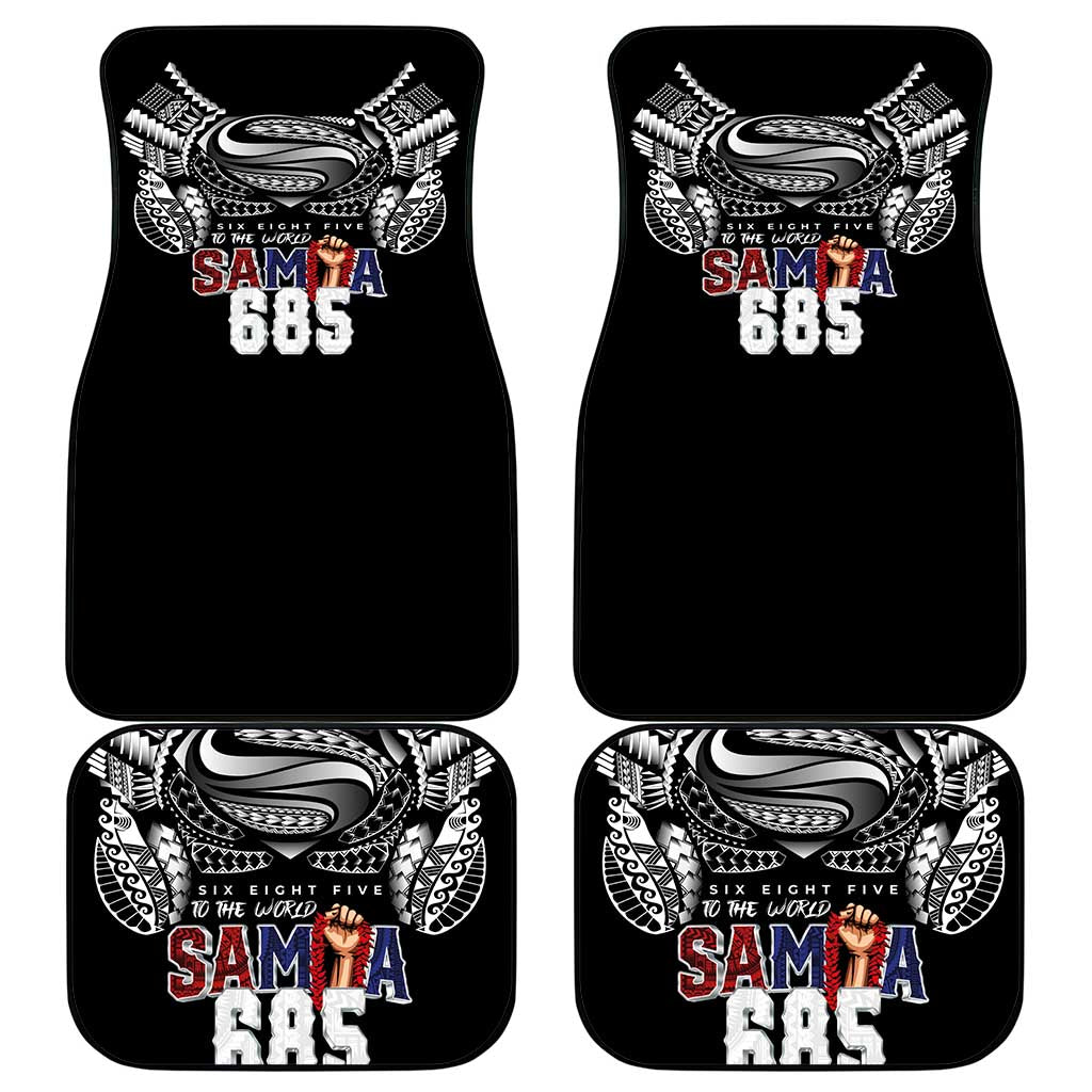 Super Samoa-Six Eight Five to The World Car Mats Traditional Samoan Tattoo Black Color LT03 - Polynesian Pride