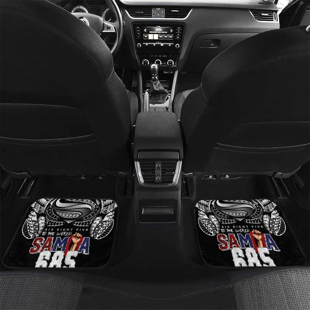 Super Samoa-Six Eight Five to The World Car Mats Traditional Samoan Tattoo Black Color LT03 Set 2pcs - Back Black - Polynesian Pride
