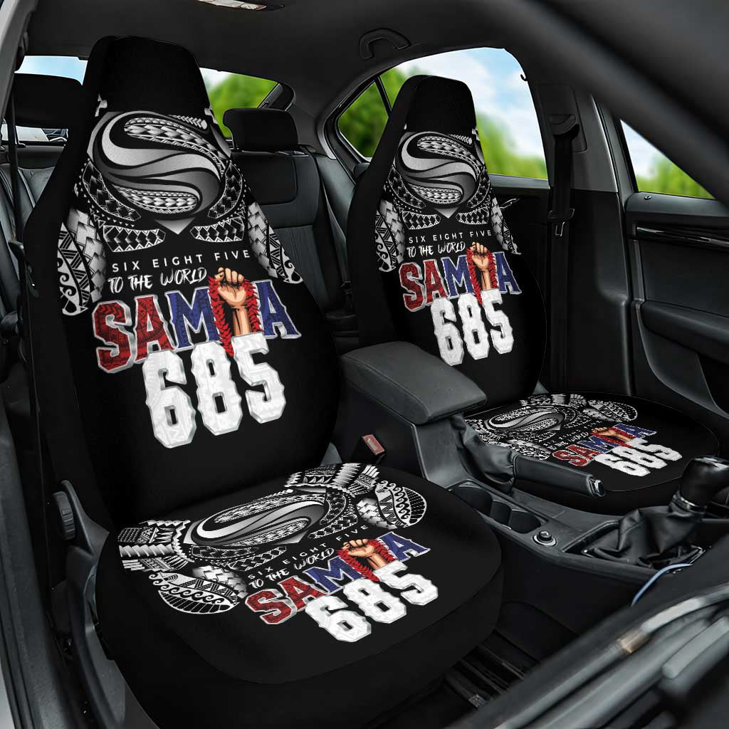 Super Samoa-Six Eight Five to The World Car Seat Cover Traditional Samoan Tattoo Black Color LT03 One Size Black - Polynesian Pride