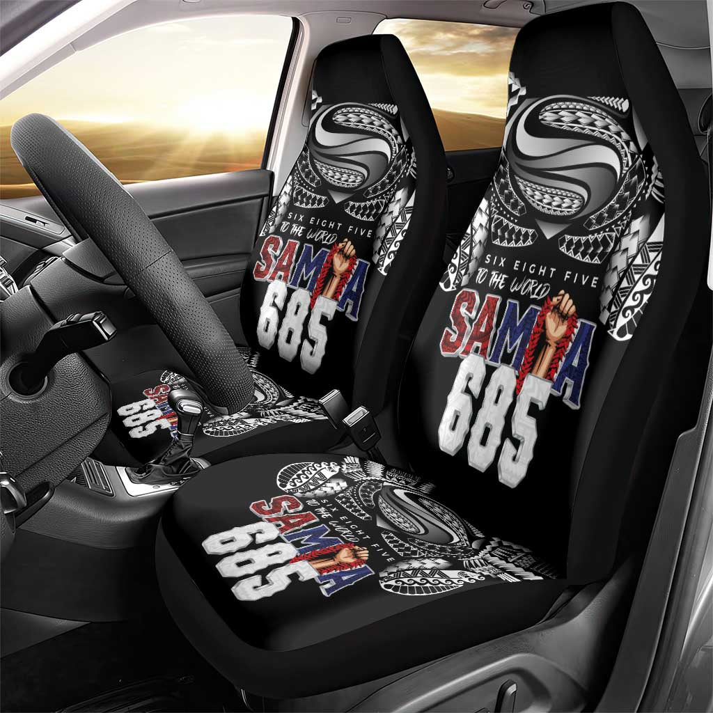 Super Samoa-Six Eight Five to The World Car Seat Cover Traditional Samoan Tattoo Black Color LT03 - Polynesian Pride