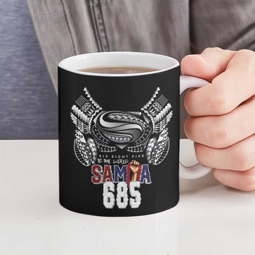 Super Samoa-Six Eight Five to The World Ceramic Mug Traditional Samoan Tattoo Black Color LT03 - Polynesian Pride