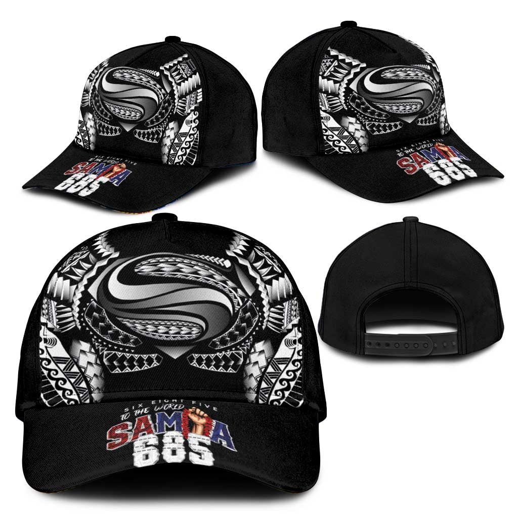 Super Samoa-Six Eight Five to The World Classic Cap Traditional Samoan Tattoo Black Color LT03 - Polynesian Pride