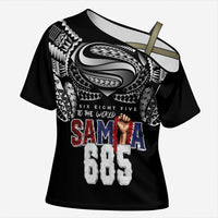 Super Samoa-Six Eight Five to The World Cross Shoulder Shirt Traditional Samoan Tattoo Black Color