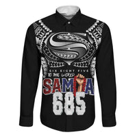 Super Samoa-Six Eight Five to The World Family Matching Long Sleeve Bodycon Dress and Hawaiian Shirt Traditional Samoan Tattoo Black Color