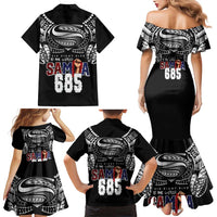 Super Samoa-Six Eight Five to The World Family Matching Mermaid Dress and Hawaiian Shirt Traditional Samoan Tattoo Black Color