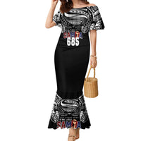 Super Samoa-Six Eight Five to The World Family Matching Mermaid Dress and Hawaiian Shirt Traditional Samoan Tattoo Black Color