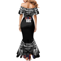 Super Samoa-Six Eight Five to The World Family Matching Mermaid Dress and Hawaiian Shirt Traditional Samoan Tattoo Black Color