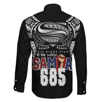 Super Samoa-Six Eight Five to The World Family Matching Off Shoulder Short Dress and Hawaiian Shirt Traditional Samoan Tattoo Black Color