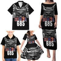 Super Samoa-Six Eight Five to The World Family Matching Puletasi and Hawaiian Shirt Traditional Samoan Tattoo Black Color