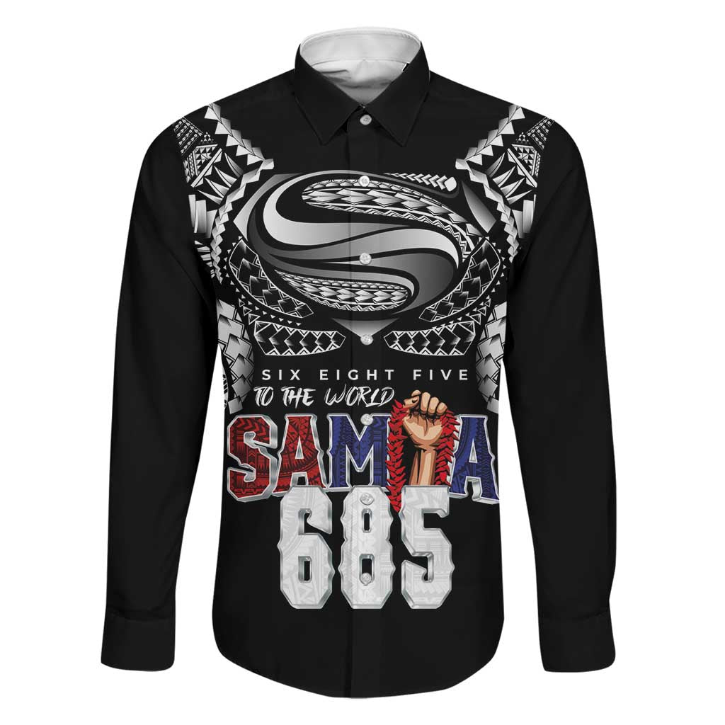 Super Samoa-Six Eight Five to The World Family Matching Puletasi and Hawaiian Shirt Traditional Samoan Tattoo Black Color