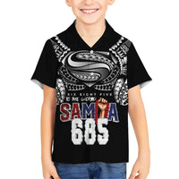 Super Samoa-Six Eight Five to The World Family Matching Short Sleeve Bodycon Dress and Hawaiian Shirt Traditional Samoan Tattoo Black Color