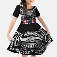 Super Samoa-Six Eight Five to The World Family Matching Tank Maxi Dress and Hawaiian Shirt Traditional Samoan Tattoo Black Color
