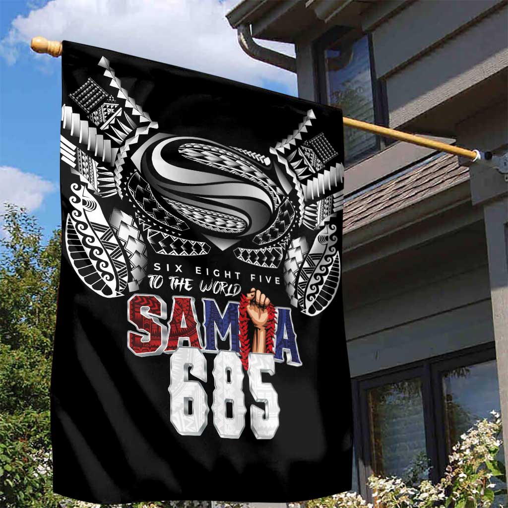 Super Samoa-Six Eight Five to The World Garden Flag Traditional Samoan Tattoo Black Color LT03 - Polynesian Pride