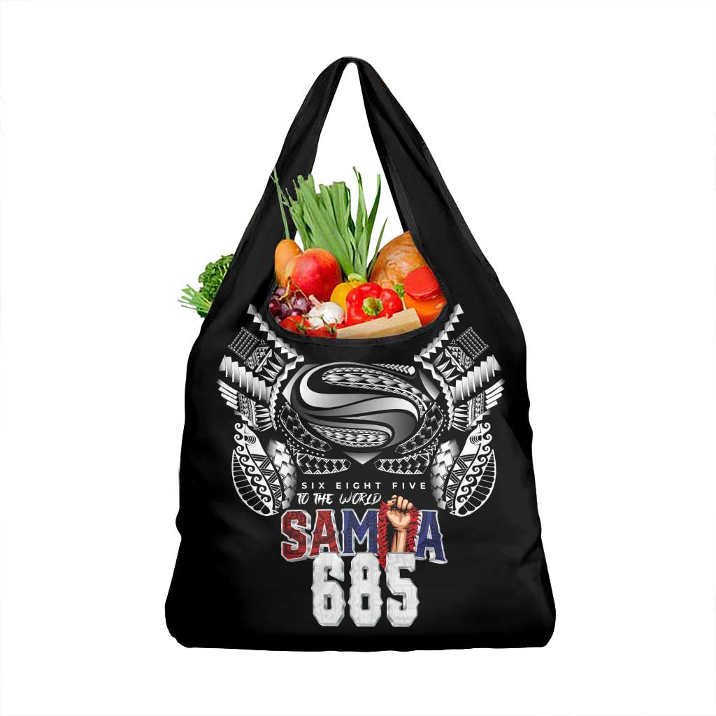 Super Samoa-Six Eight Five to The World Grocery Bag Traditional Samoan Tattoo Black Color LT03 1-pack One Size Black - Polynesian Pride