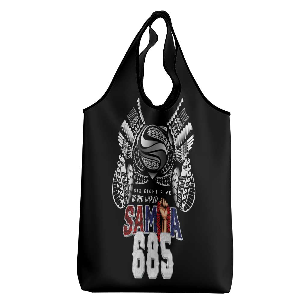Super Samoa-Six Eight Five to The World Grocery Bag Traditional Samoan Tattoo Black Color LT03 - Polynesian Pride