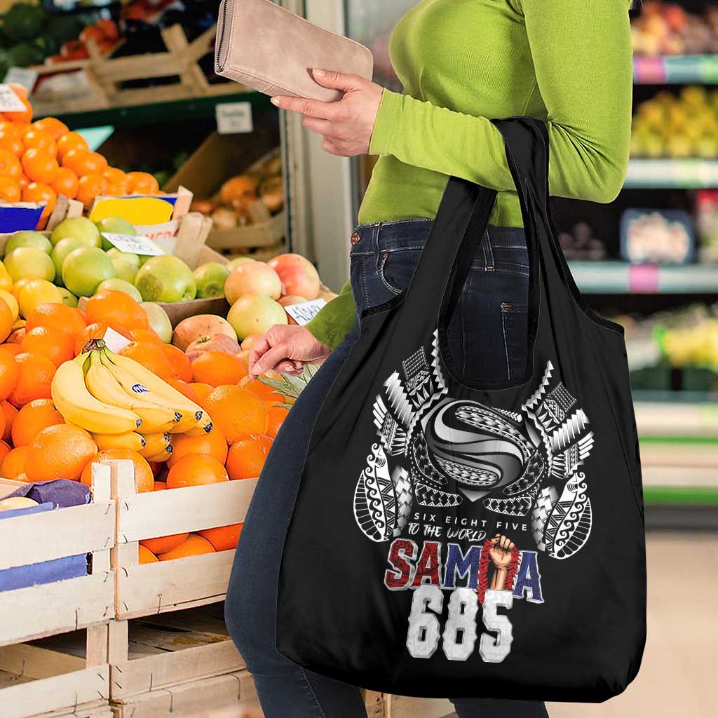 Super Samoa-Six Eight Five to The World Grocery Bag Traditional Samoan Tattoo Black Color LT03 - Polynesian Pride