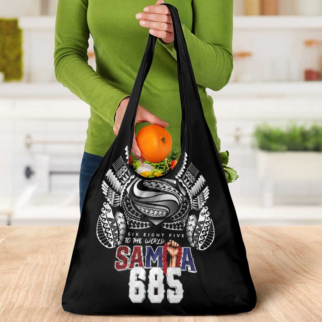 Super Samoa-Six Eight Five to The World Grocery Bag Traditional Samoan Tattoo Black Color LT03 - Polynesian Pride