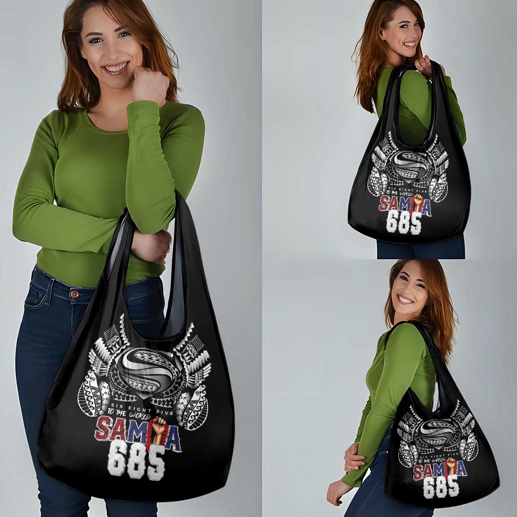 Super Samoa-Six Eight Five to The World Grocery Bag Traditional Samoan Tattoo Black Color LT03 - Polynesian Pride