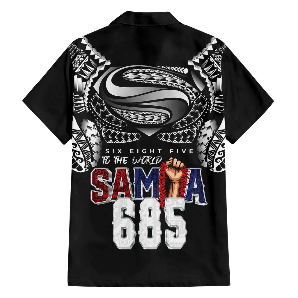 Super Samoa-Six Eight Five to The World Hawaiian Shirt Traditional Samoan Tattoo Black Color
