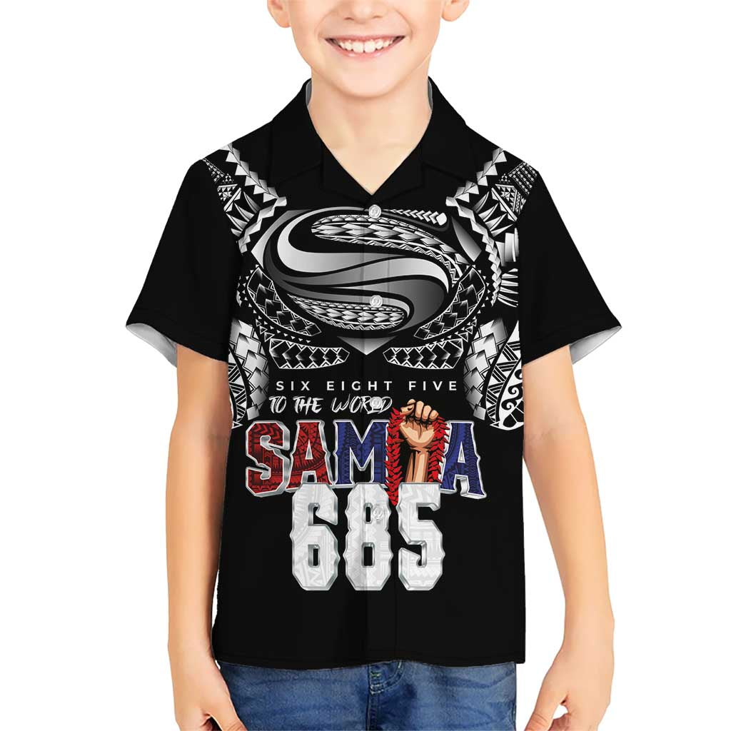 Super Samoa-Six Eight Five to The World Hawaiian Shirt Traditional Samoan Tattoo Black Color