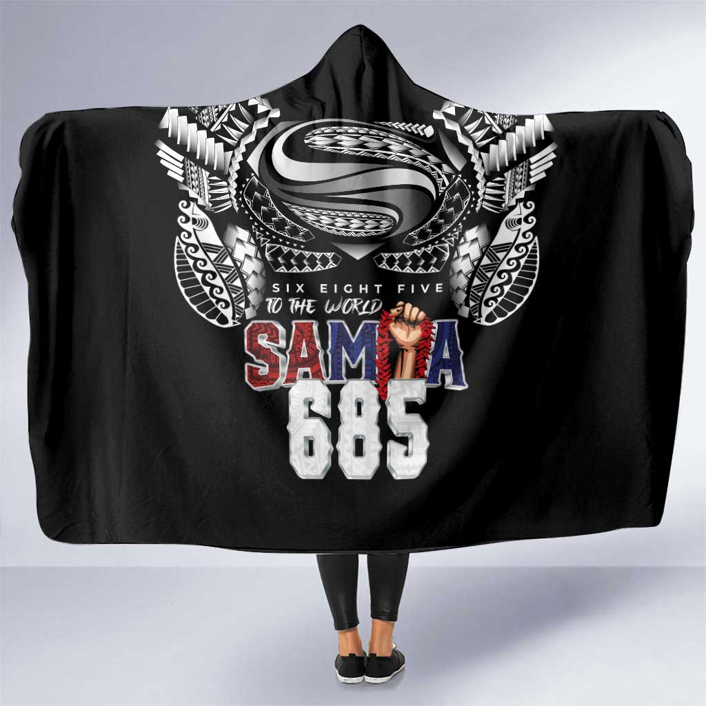 Super Samoa-Six Eight Five to The World Hooded Blanket Traditional Samoan Tattoo Black Color LT03 One Size Black - Polynesian Pride